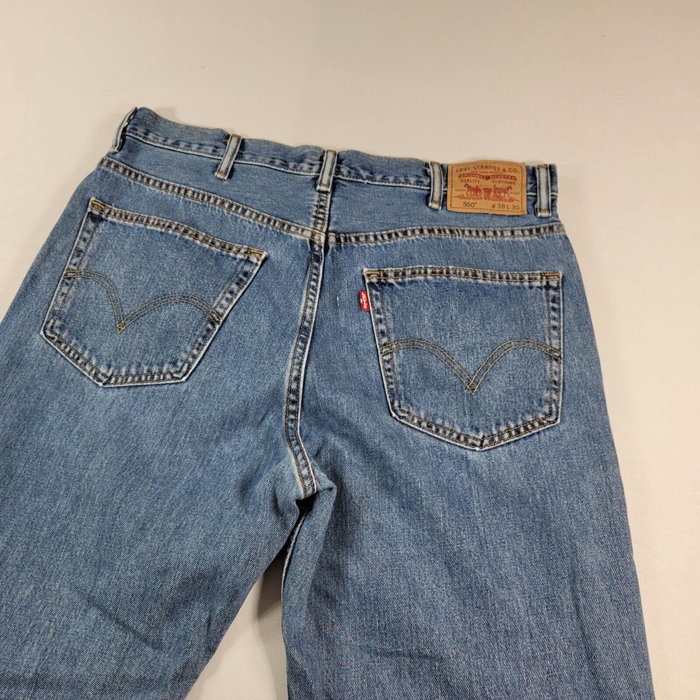 Levis 505 Jeans Mens 36x29 Blue Light Wash American Denim Straight Work - Picture 5 of 12